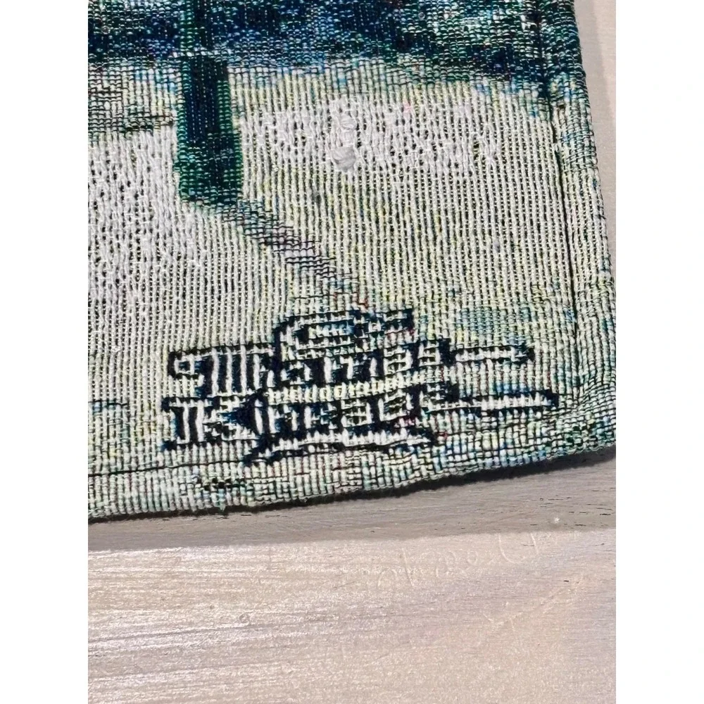 Thomas Kinkade Winter Cottage Woven Wall Hanging Tapestry Christmas Decor 17x12